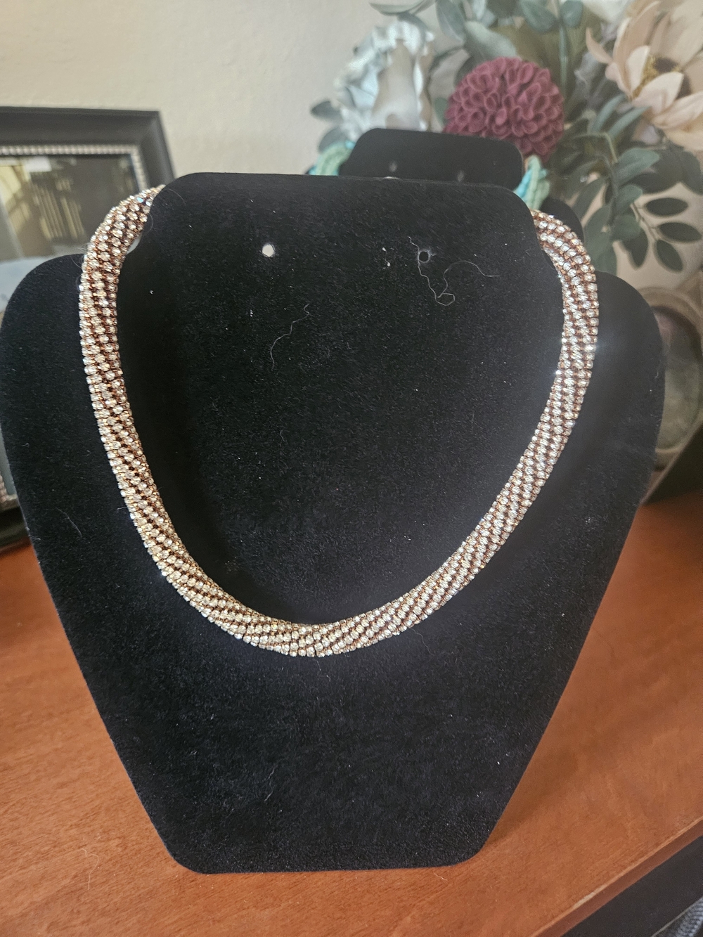 Source Unknown Gold and Silver Twisted Crystal Collar Necklace - Women Jewelry
